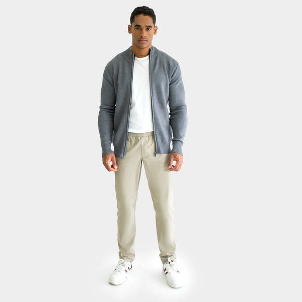 Suéter Ligero Cuello Mock Cierre Completo