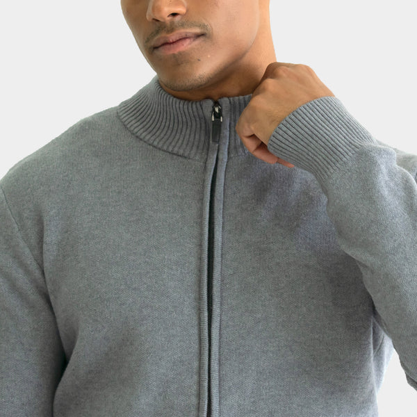 Suéter Ligero Cuello Mock Cierre Completo