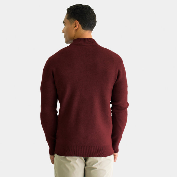 Suéter Ligero Cuello Mock Cierre Completo