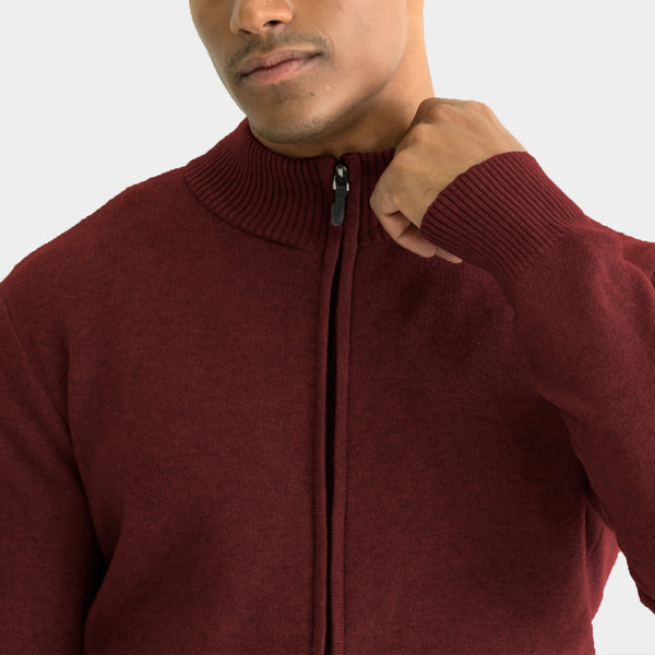 Suéter Ligero Cuello Mock Cierre Completo