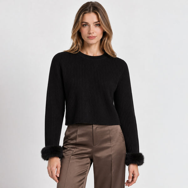 Suéter Fur Cuff Ribbed