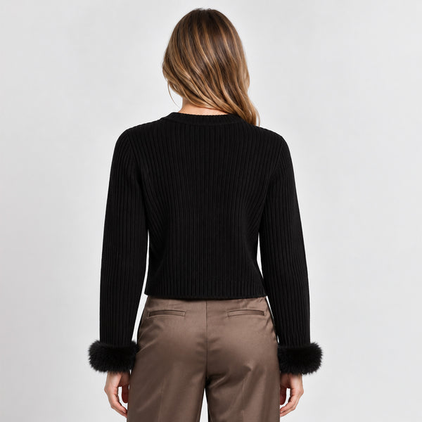 Suéter Fur Cuff Ribbed