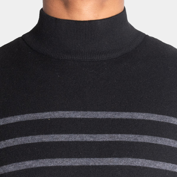 Suéter Cuello Mock con Estampado a Rayas