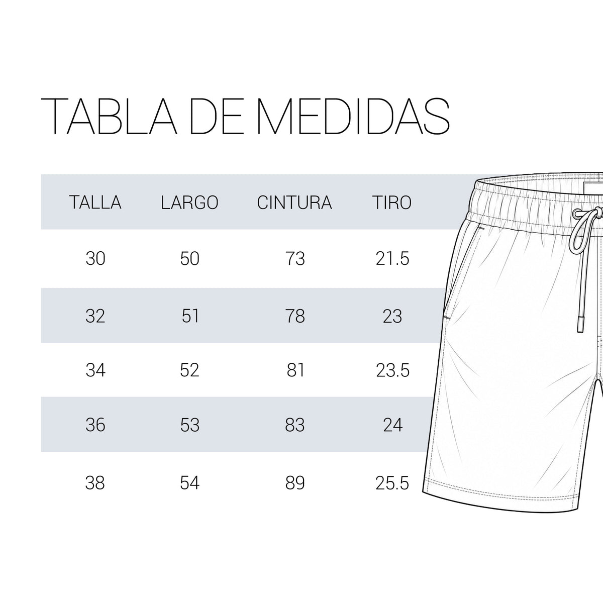 Tabla de tallas del producto
