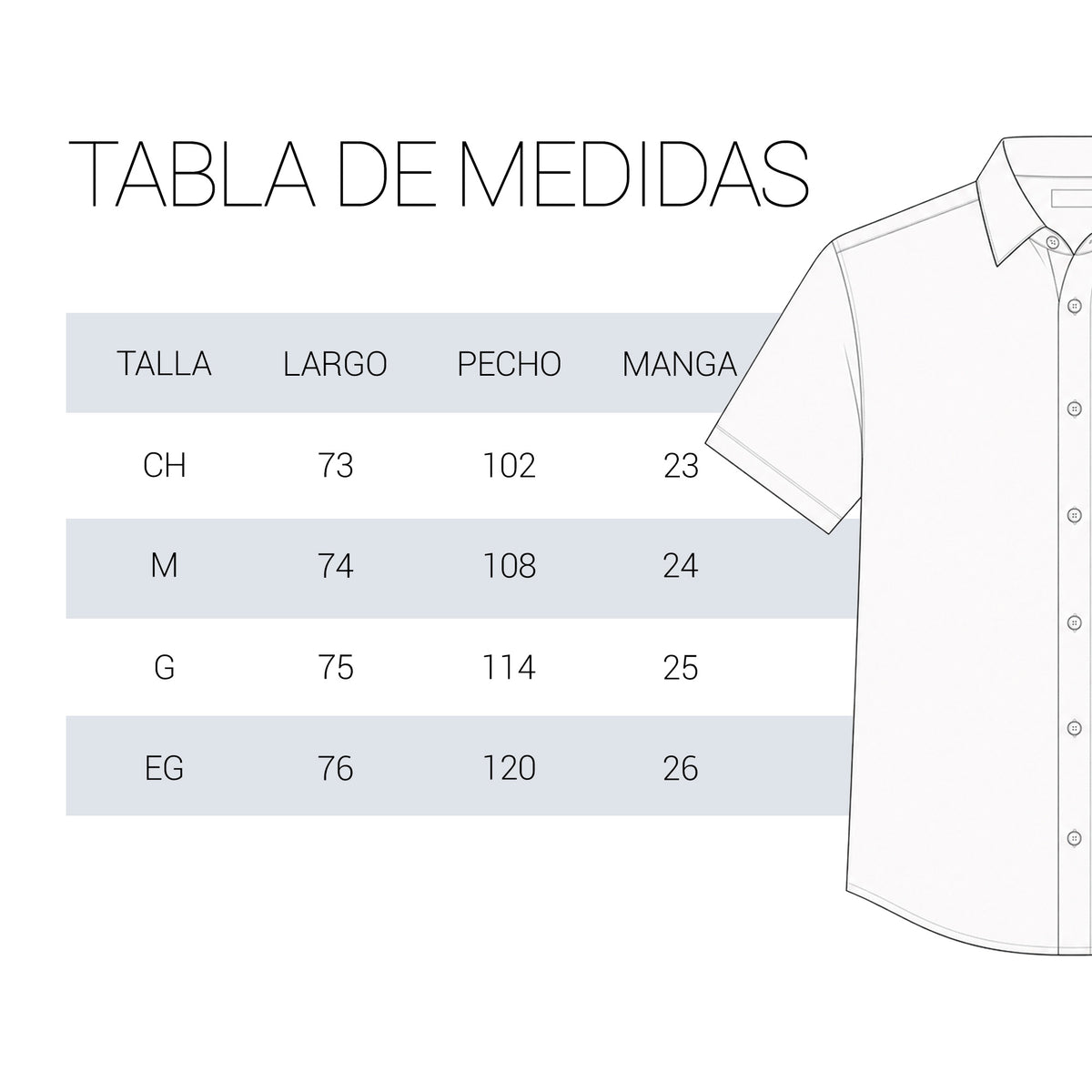 Tabla de tallas del producto