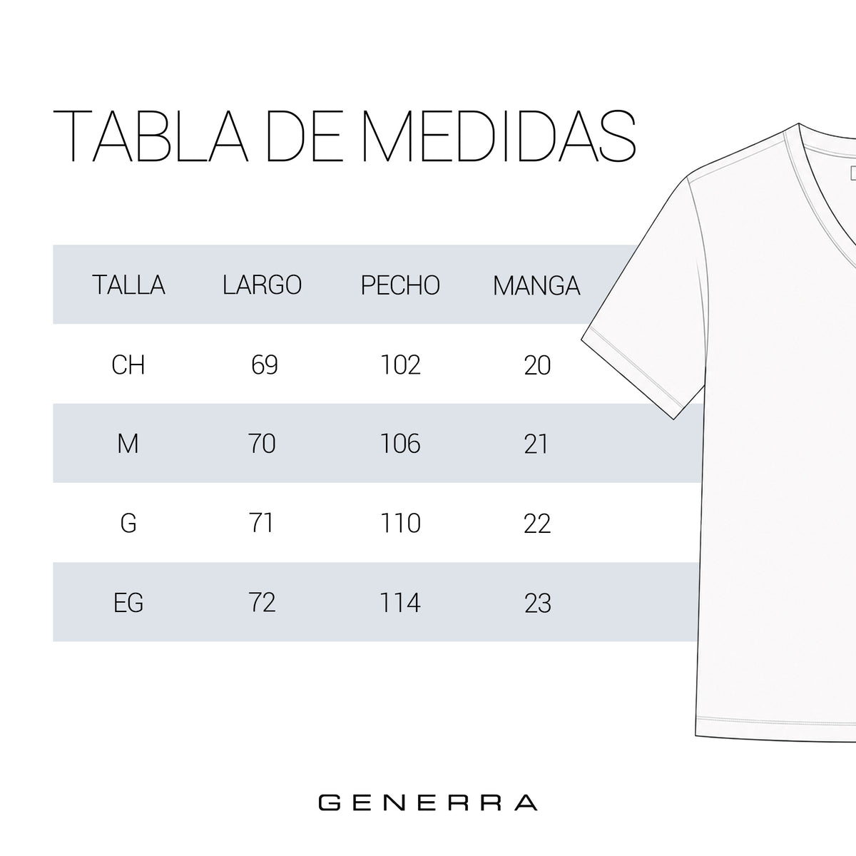Tabla de tallas del producto