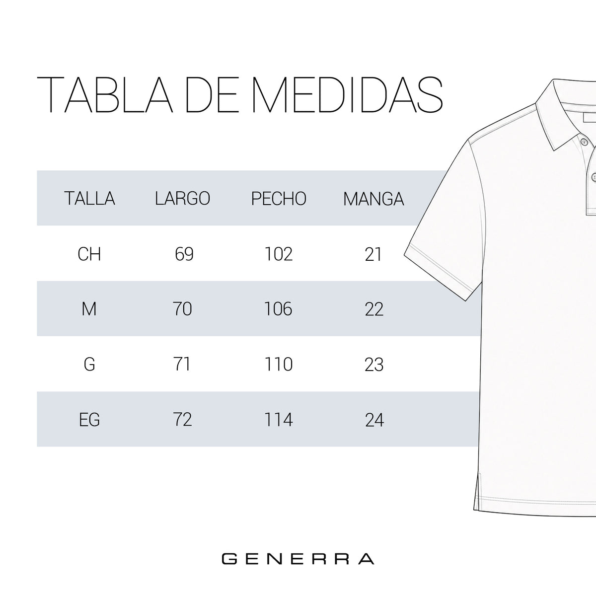 Tabla de tallas del producto