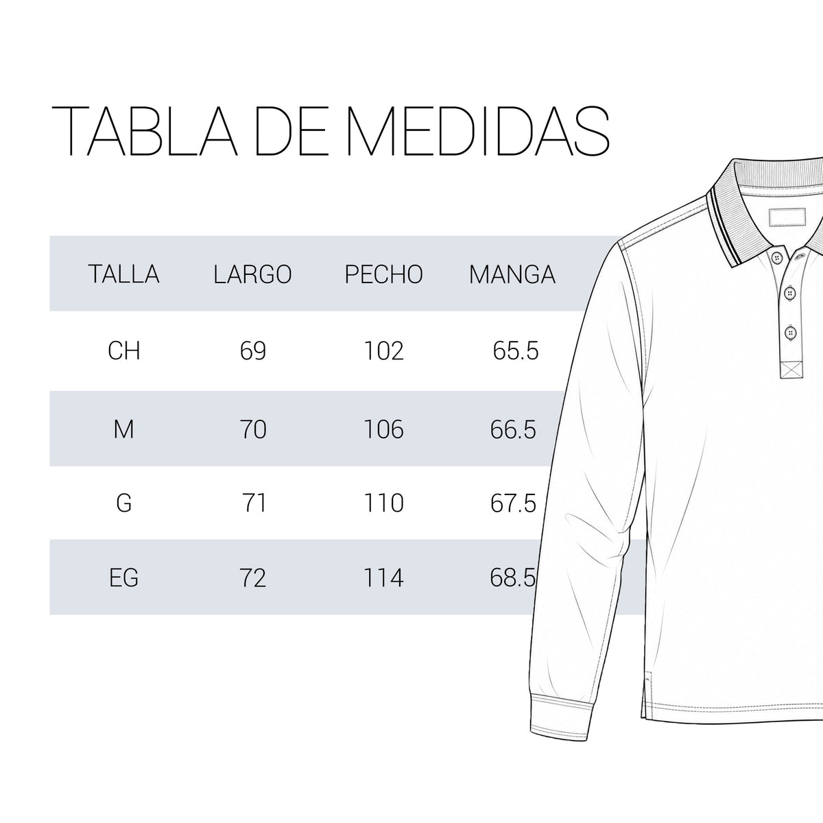 Tabla de tallas del producto