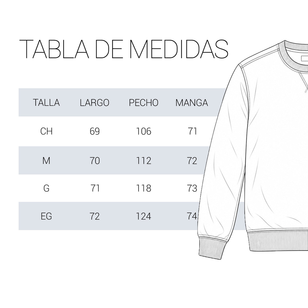 Tabla de tallas del producto